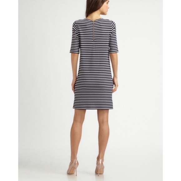 Theory Dresses & Skirts - Theory Moltana Navy Blue and White Striped Half Sleeve Dress Large